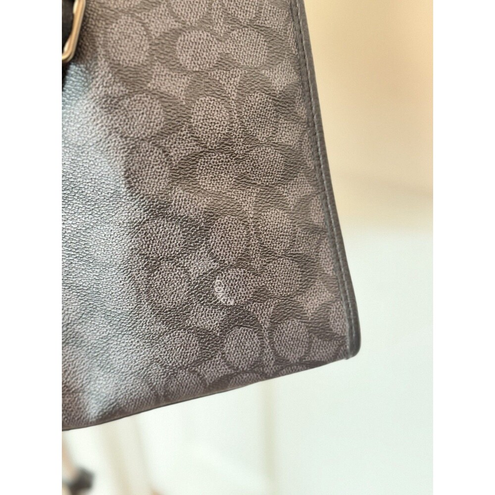 COACH Signature Field Tote 40 Charcoal and Black Pebble Leather C7674 - Picture 6 of 16